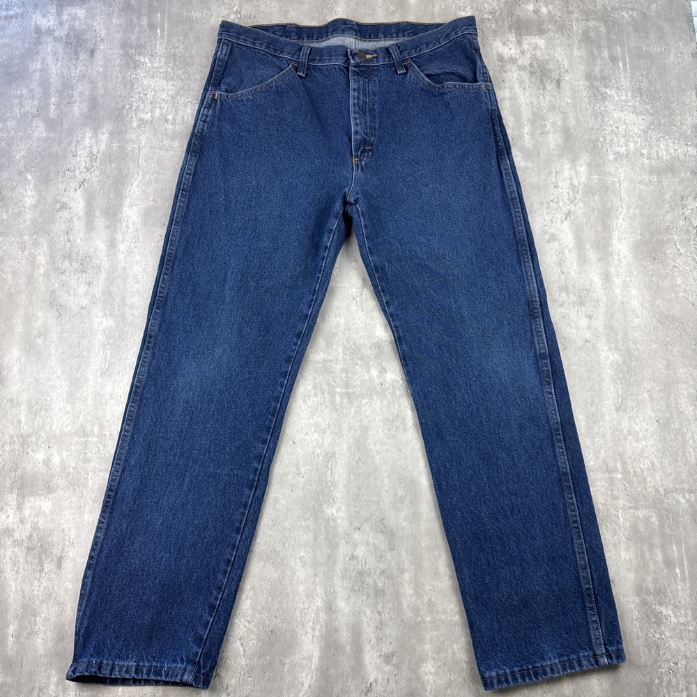 Rustler Jeans Men's 34x30 Extra Heavyweight Straight Leg Work Pants Blue Cotton - Picture 2 of 7